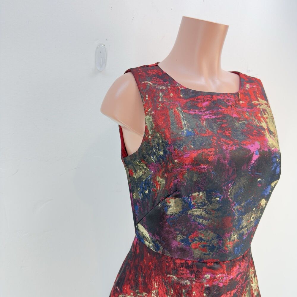 NWT Leslie Fay Women Dress Striped Fit & Flare Black Gold Size 8 - Picture 6 of 17